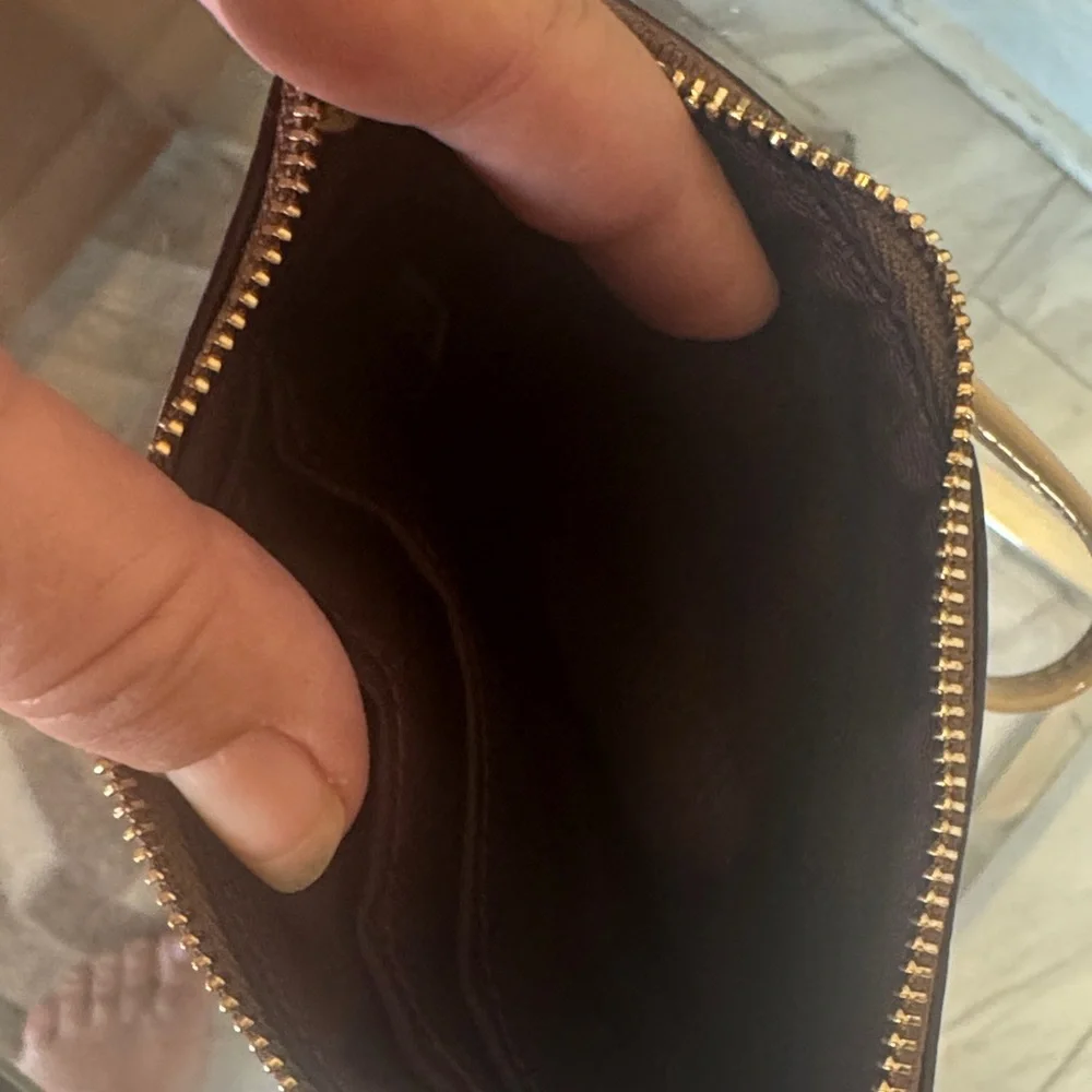 Coach Signature Brown and Tan Wristlet